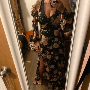 Windsor Black Floral Long Sleeve Dress